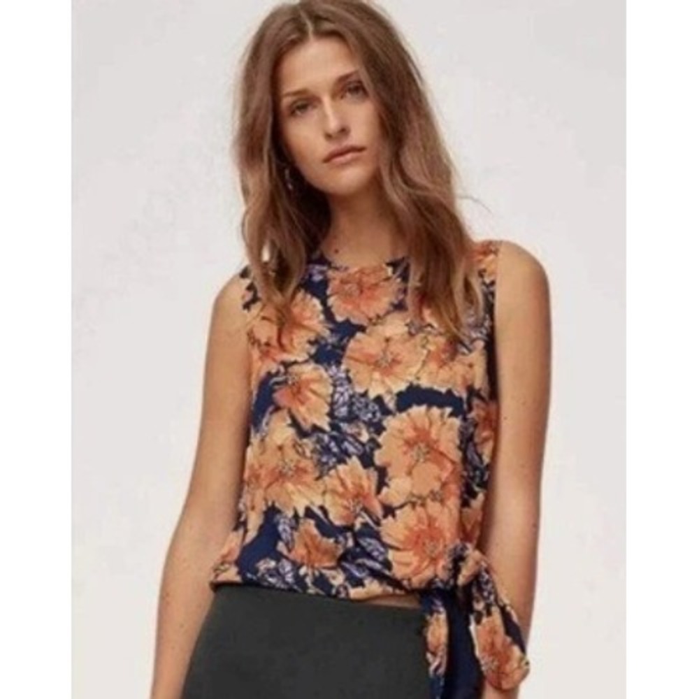 Babaton | Hopkins Blouse Floral Sleeveless Side Tie | Women's Small